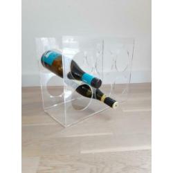 Vintage Hollywood Regency wijnrek plexiglas