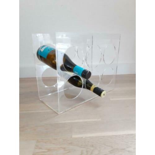 Vintage Hollywood Regency wijnrek plexiglas
