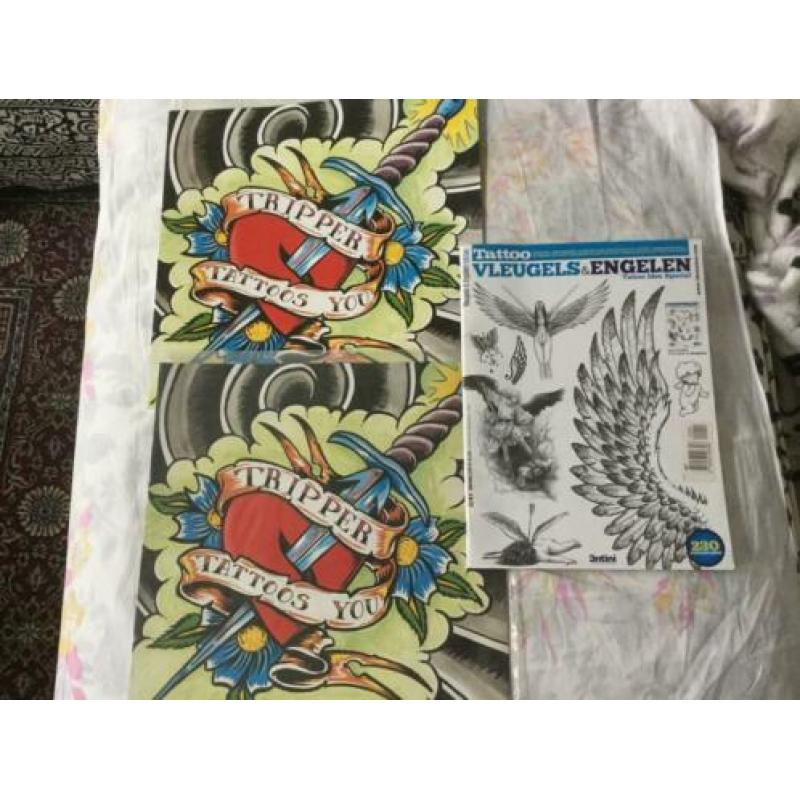 Tattoo voorbeelden boek en strijk vellen kleding 6,95€