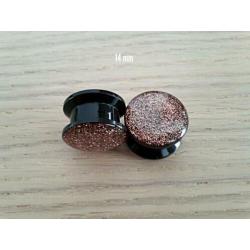 Nieuwe pluggen. Acryl. Glitters. Goud. 5, 6, 12, 14 mm.