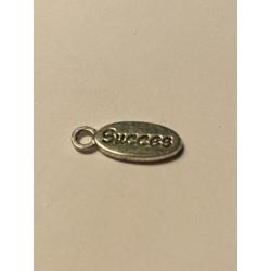 Bedel "succes" 15 x 6 mm . Zilverkleurig. Bedelnr. 0077