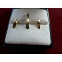 Handgemaakte hanger met zirkonia & gouden oorbellen 14karaat