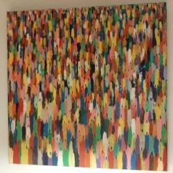 kleurrijk schilderij 80 x 80 cm.