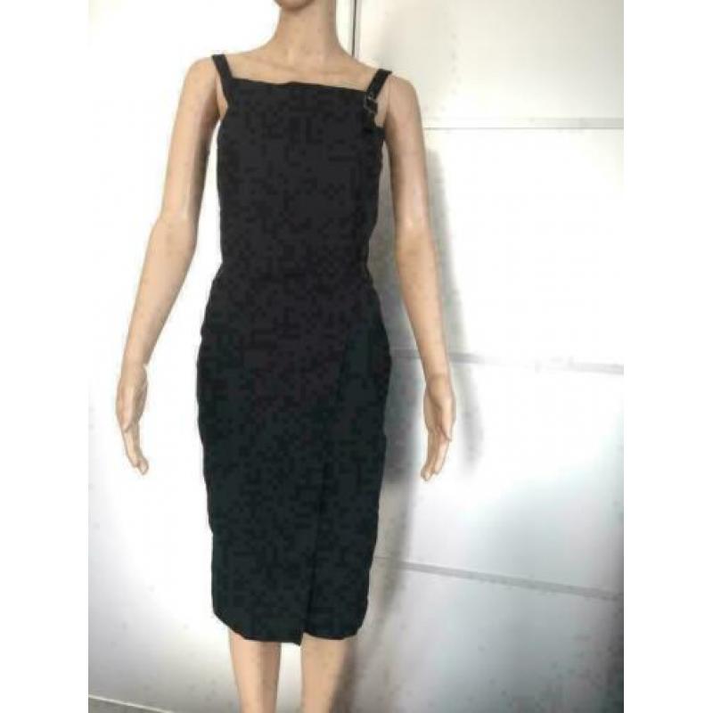 C734 Sarah Pacini Maat 34=XS zwart linnen jurk overgooier