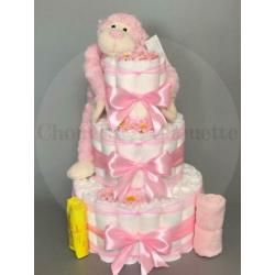 Luiertaart pampertaart Aap roze