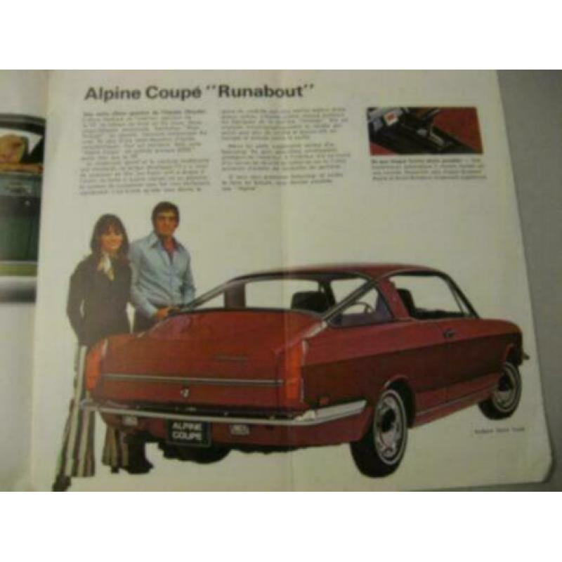 1970 Sunbeam by Chrysler Arrow, Alpine & GT Brochure Canada