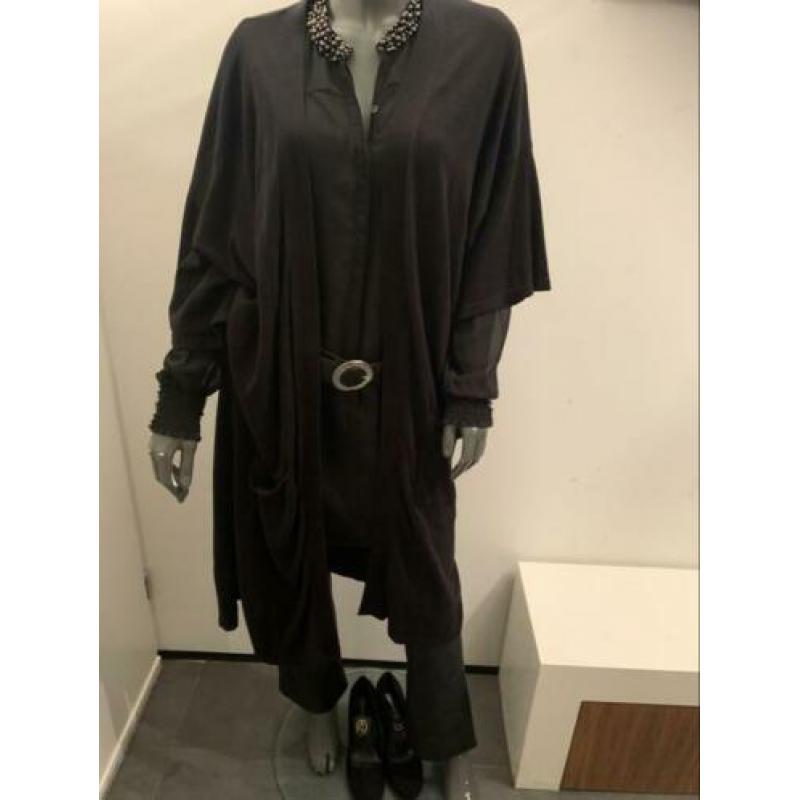 Lang zwart dun zomers vest katoen/viscose Free Quent M