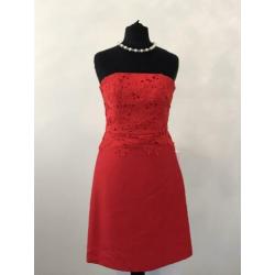 Rode jurk strapless xs