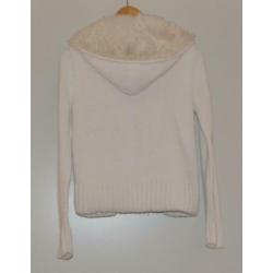 Wit vest met capuchon, gevoerd, maat M