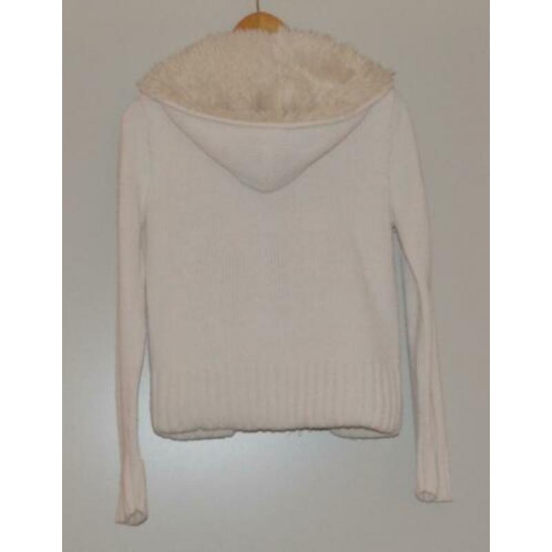 Wit vest met capuchon, gevoerd, maat M