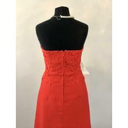 Rode jurk strapless xs