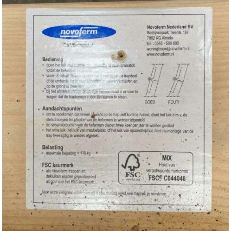 Novoferm vlizotrap vlieringtrap bank hout type 1300