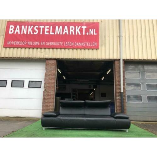 MANZONI leren zwart design bank met verstelbare rugleuningen