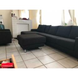 Antraciet Longchair met hocker en fauteuil te koop