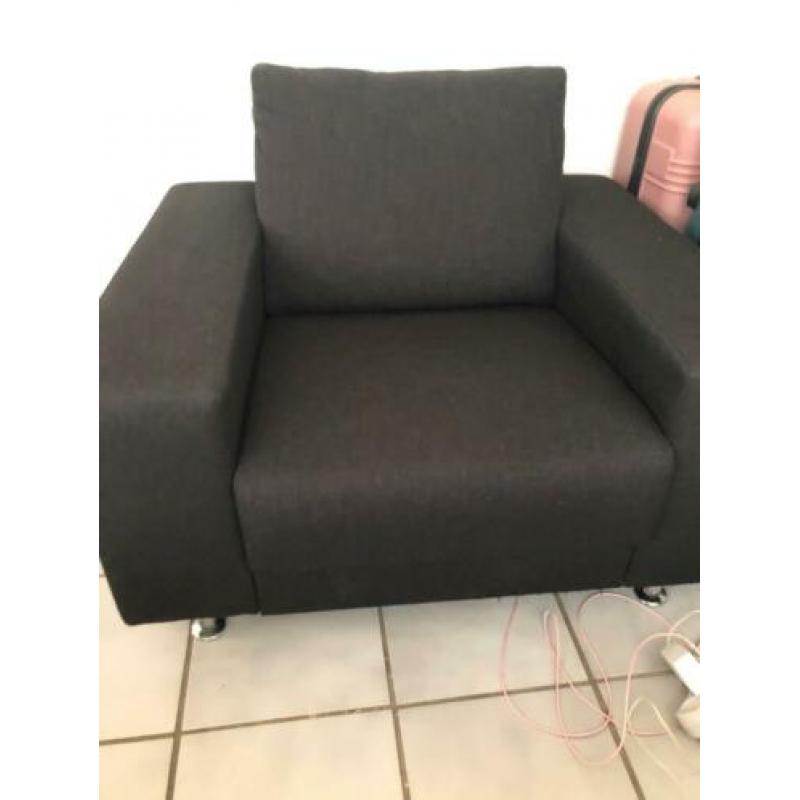 Antraciet Longchair met hocker en fauteuil te koop