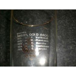 Oud Amstel bier dubbeldruk glas Amstel Goldrace 1976