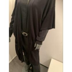 Lang zwart dun zomers vest katoen/viscose Free Quent M