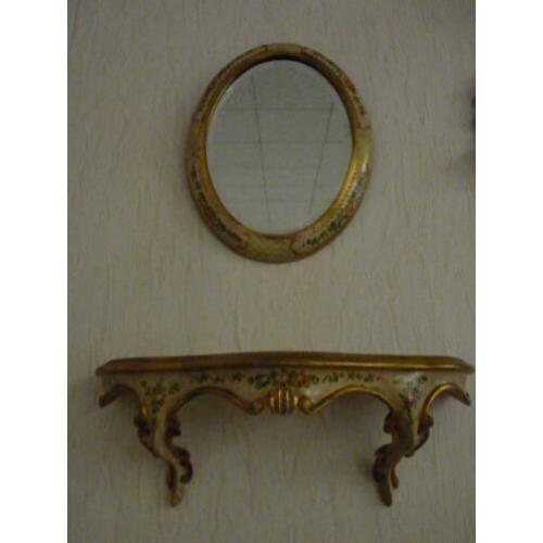brocante spiegel met plateau goud