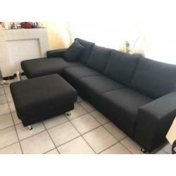 Antraciet Longchair met hocker en fauteuil te koop