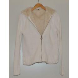Wit vest met capuchon, gevoerd, maat M