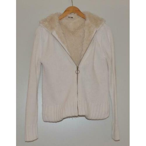 Wit vest met capuchon, gevoerd, maat M