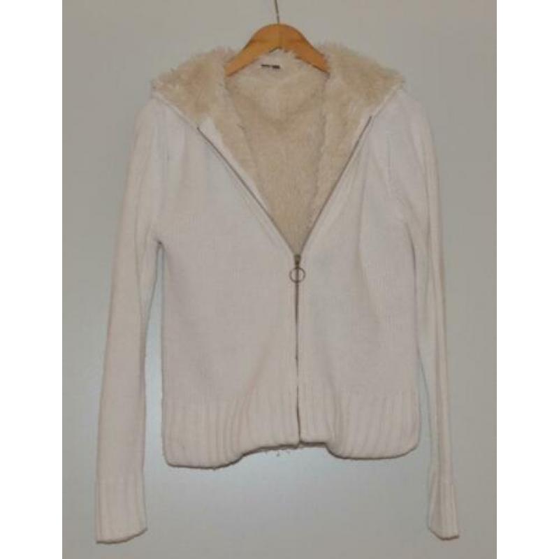 Wit vest met capuchon, gevoerd, maat M