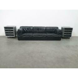 zwart leer lederen vintage xl bank