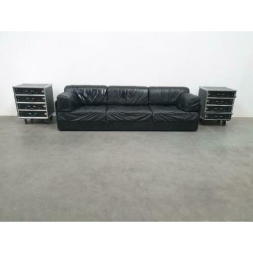 zwart leer lederen vintage xl bank