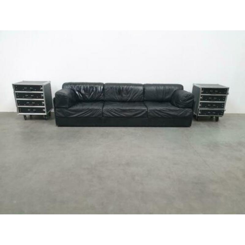 zwart leer lederen vintage xl bank