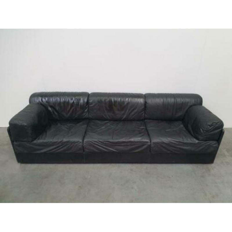 zwart leer lederen vintage xl bank