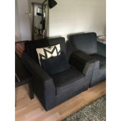 Te koop: 2 Fauteuils (stof, antraciet)