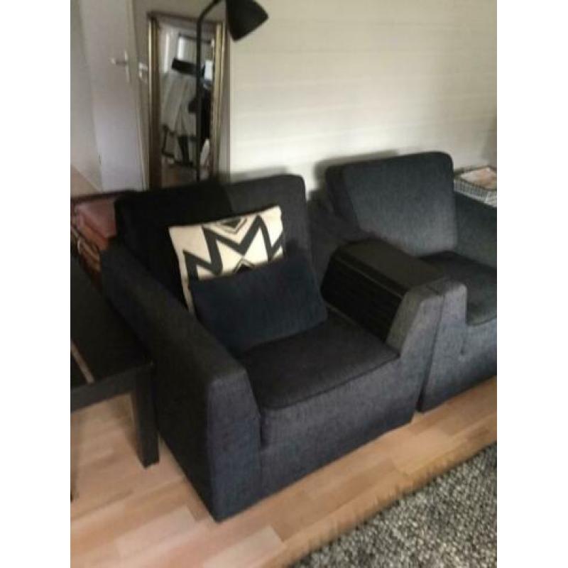 Te koop: 2 Fauteuils (stof, antraciet)
