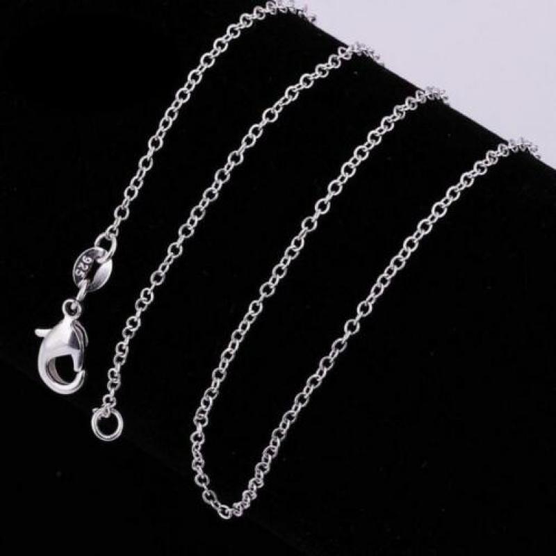 925 echt zilveren schakelcollier ketting 1 mm ( 46-77cm)