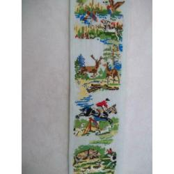 Geborduurde wandhanger paarden / jacht