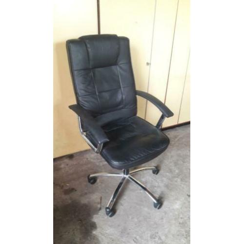 Bureau stoel, zwart kunstleer