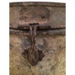 Brocante metalen emmer met deksel - vuilnisemmer - vat