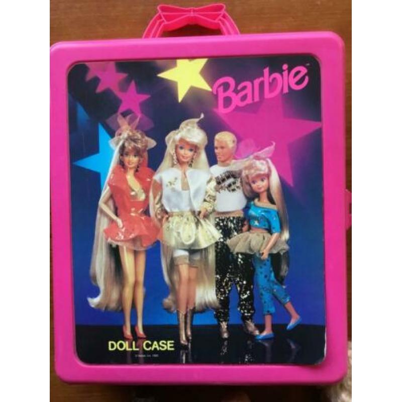 5 barbie en 2 ken, koffer vintage