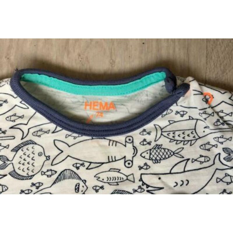 wit t-shirt korte mouw Hema maat 74