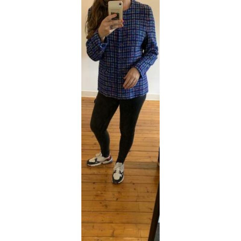 Blauw paars wollen vintage tweed jasje