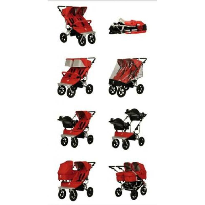 Easywalker duowagen tweelingwagen duo rood
