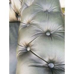 Chesterfield bank 3 zit antiek groen + GRATIS BEZORGD