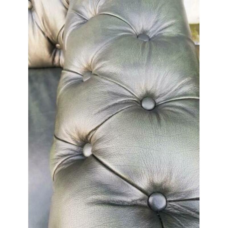 Chesterfield bank 3 zit antiek groen + GRATIS BEZORGD