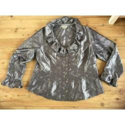 Blouse met leuke details grijs ophilia maat 48