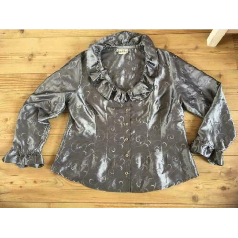 Blouse met leuke details grijs ophilia maat 48