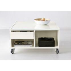 Ikea boksel salontafel wit met glas