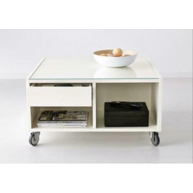 Ikea boksel salontafel wit met glas