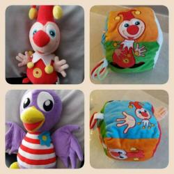 Efteling leuke cadeau set Jokkie en Jet knuffels 35cm +kubus
