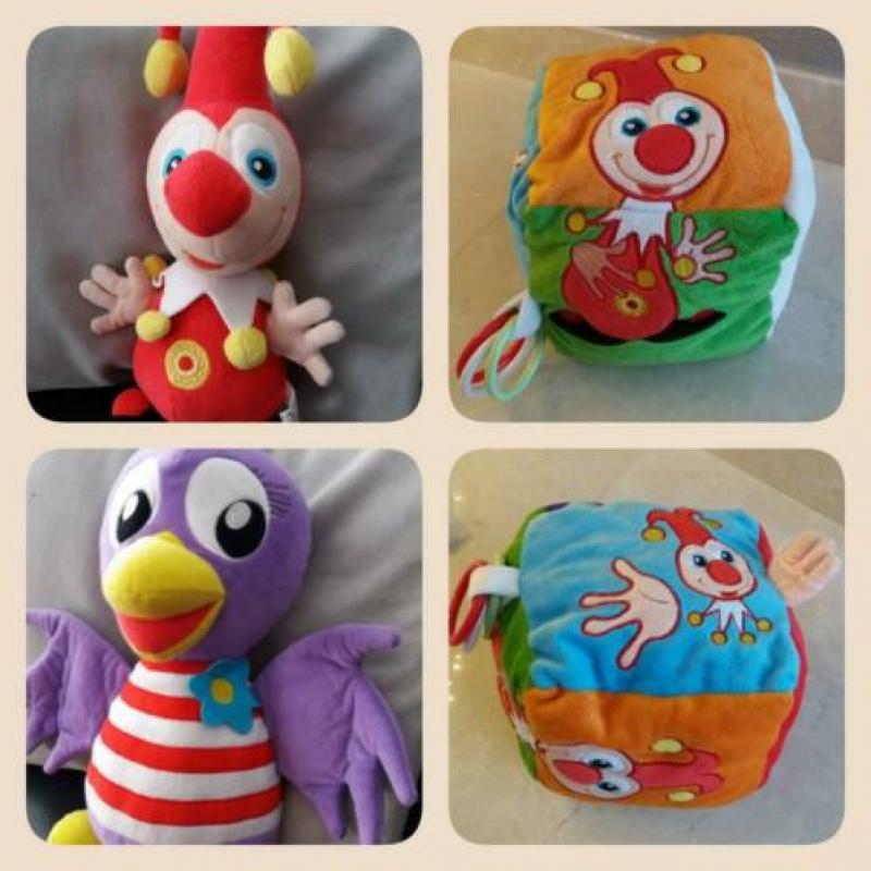Efteling leuke cadeau set Jokkie en Jet knuffels 35cm +kubus