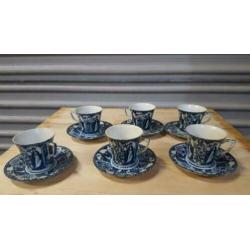 kop en schotels chinees blauw 6 stuks