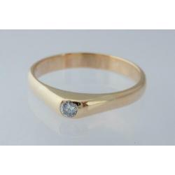 14k Gouden Solitair Ring 0.15k Briljant M19.25 Engelse Ring